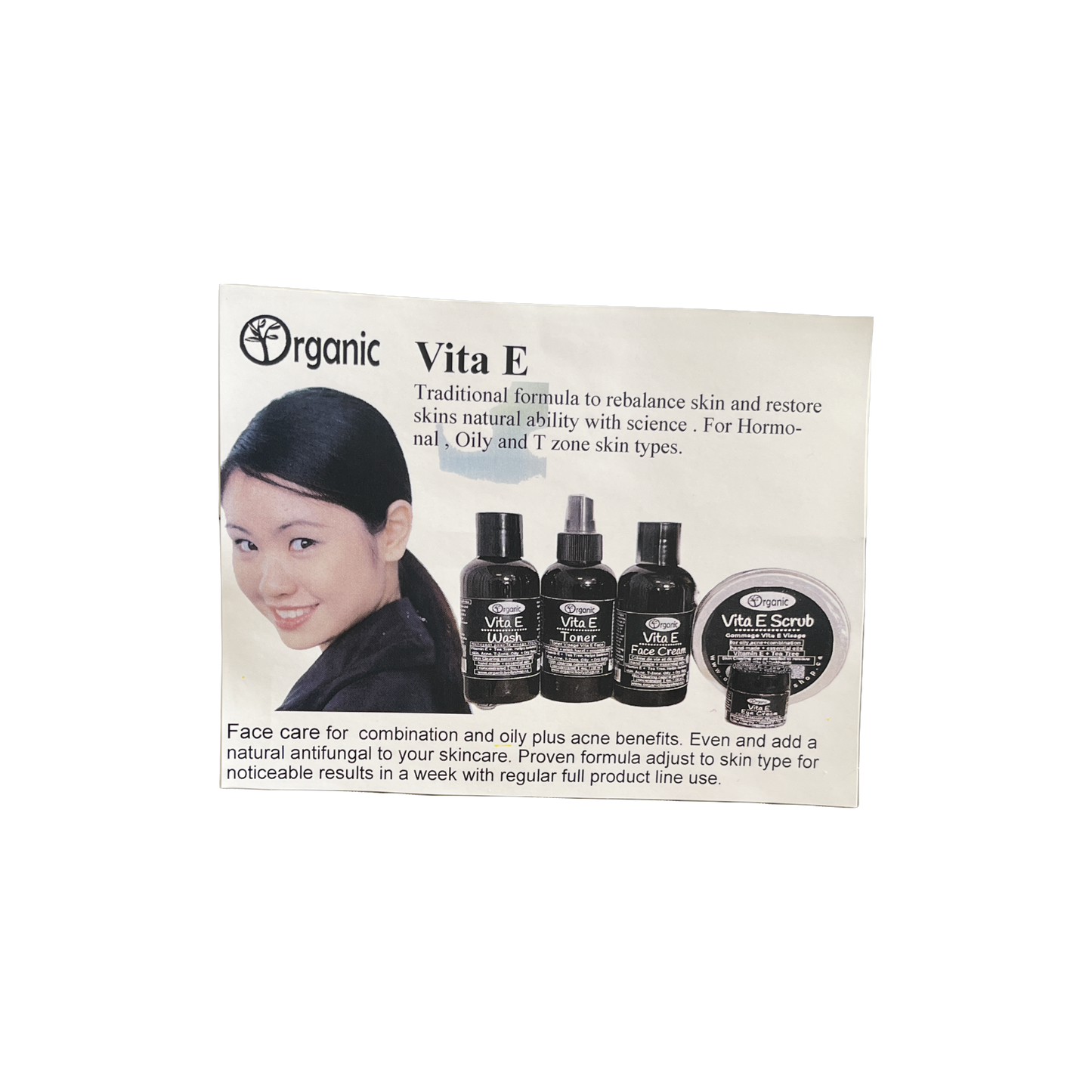 Soin du visage Vita E. Kit de voyage d'essai pour peau hormonale.
