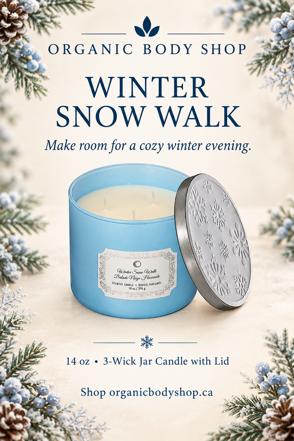 Winter Snow Walk 3-Wick Jar Candle with Lid | 14 oz