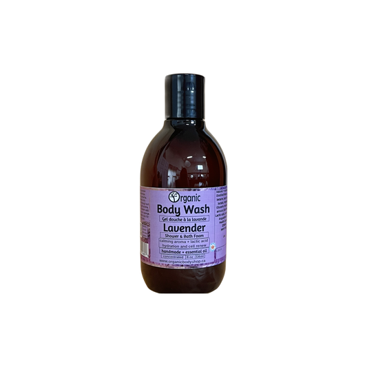 Gel douche à la lavande. Acide lactique biologique. Renouveler la peau.