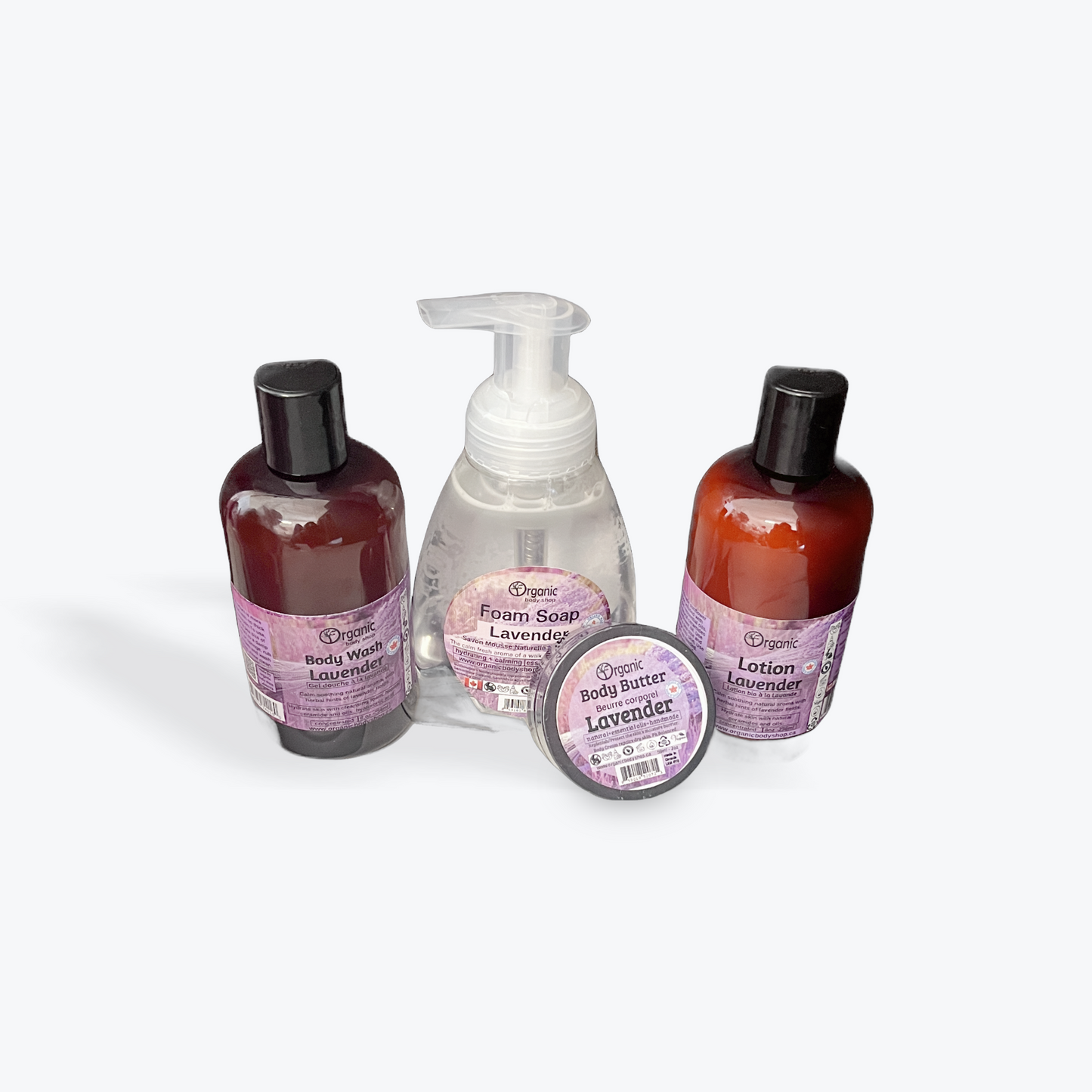 Coffret cadeau lavande. Mains et corps. 5 pièces. Boîte rouge.