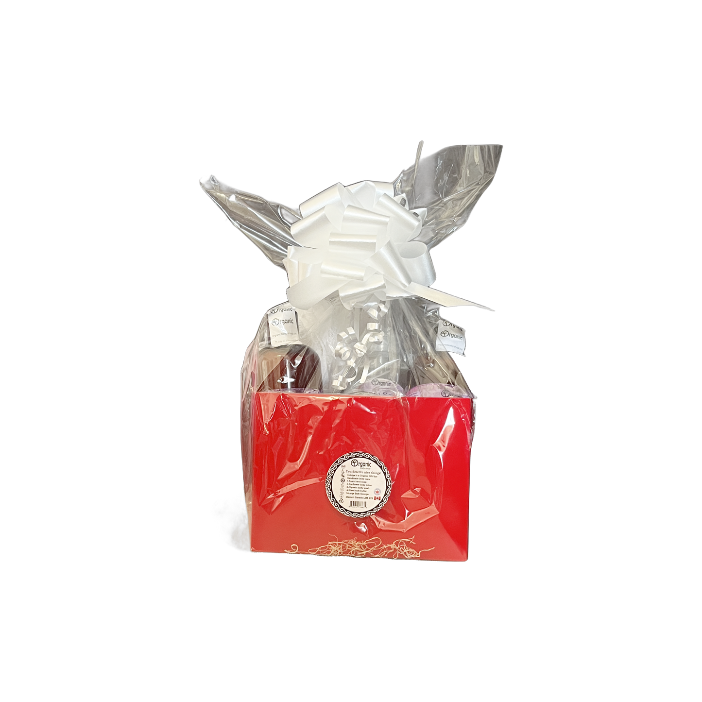 Coffret cadeau lavande. Mains et corps. 5 pièces. Boîte rouge.