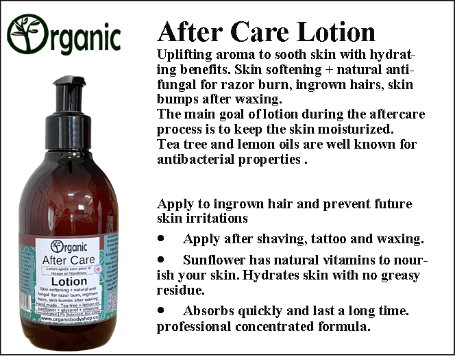 Lotion après-soin. Après épilation, rasage et tatouage. 8 oz