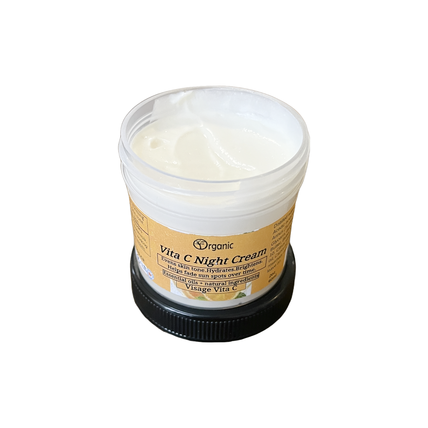 Crème de nuit Vita C. Q10 + Huile de ricin. Biologique