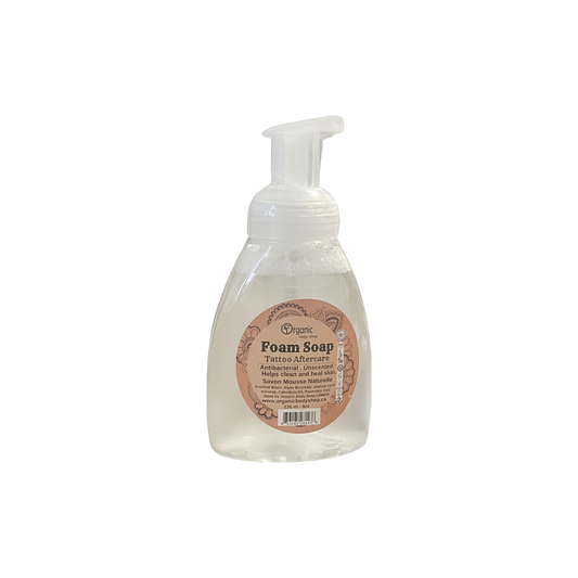 Savon mousse pour tatouage. Antifongique. Huiles essentielles.