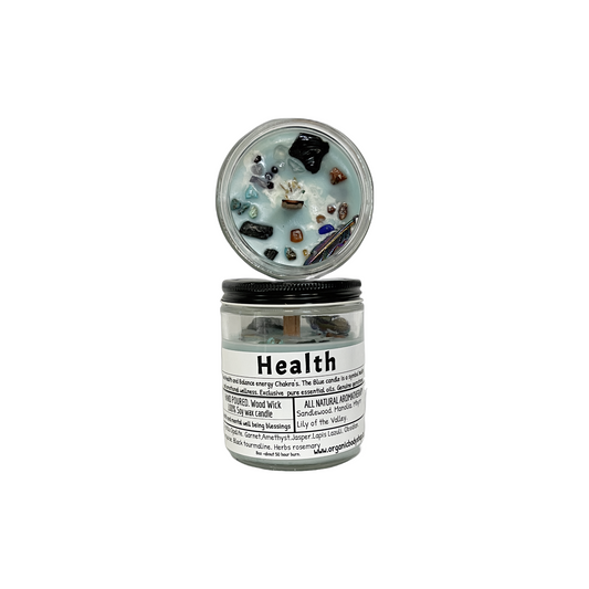 Health Crystal Candle. Soy.Wood wick