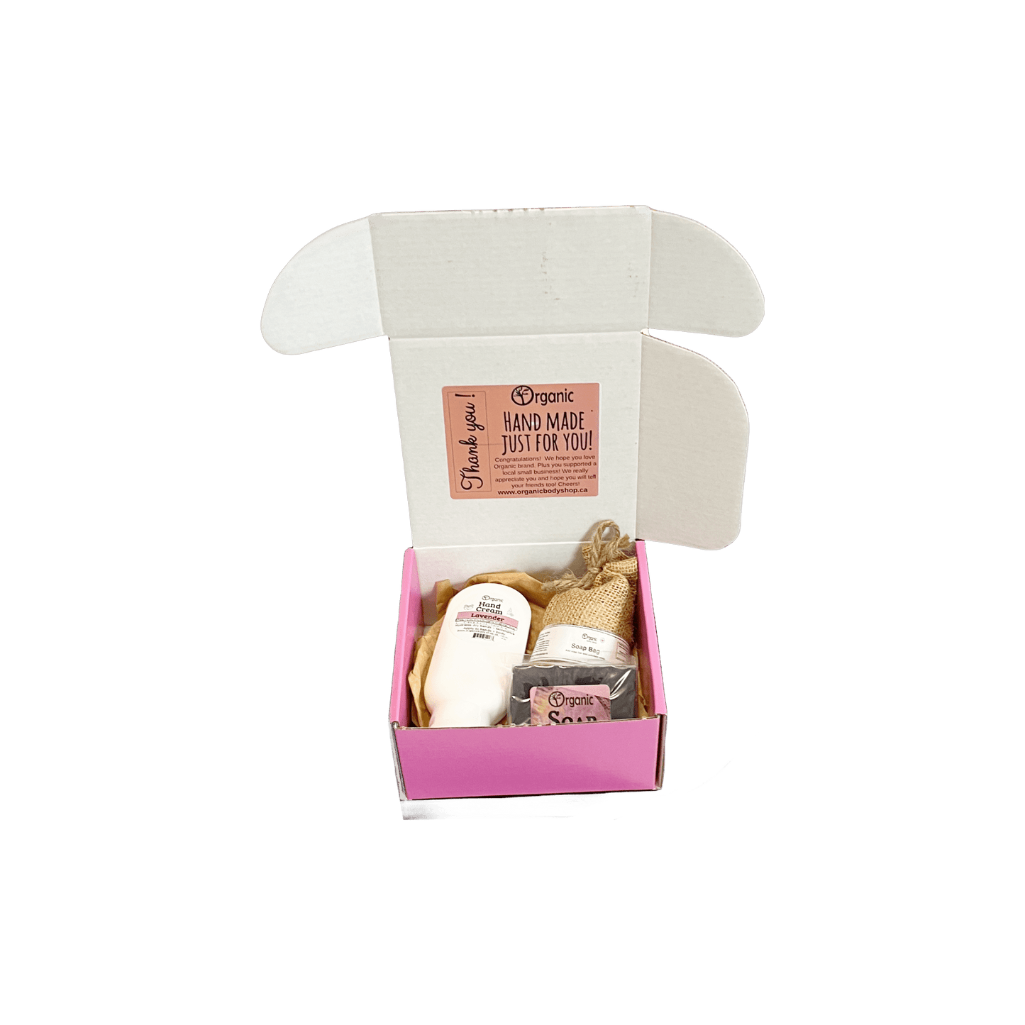 Calm Lavender Gift. Hand cream, soap, soap bag gift - Organic Body Shop