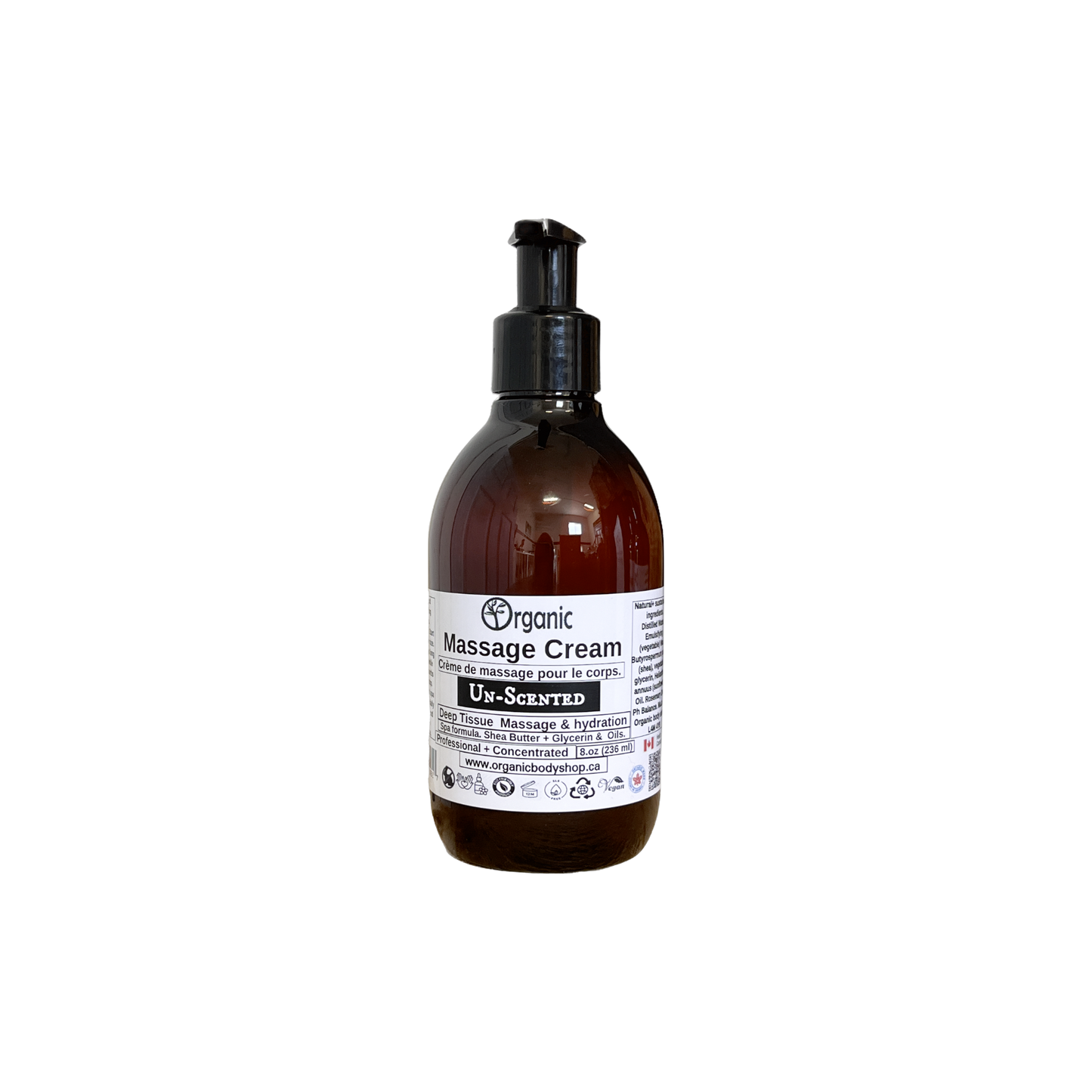 Massage Cream.Organic.Unscented. 8oz