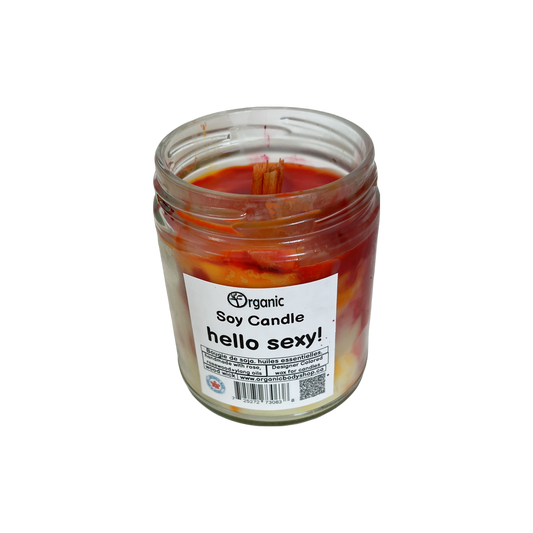 Hello Sexy Soy Candle-alluring sensual rose and warm spice adventure.
