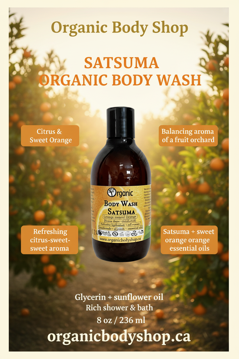 Gel douche Satsuma. Arôme équilibrant d'un verger fruitier.