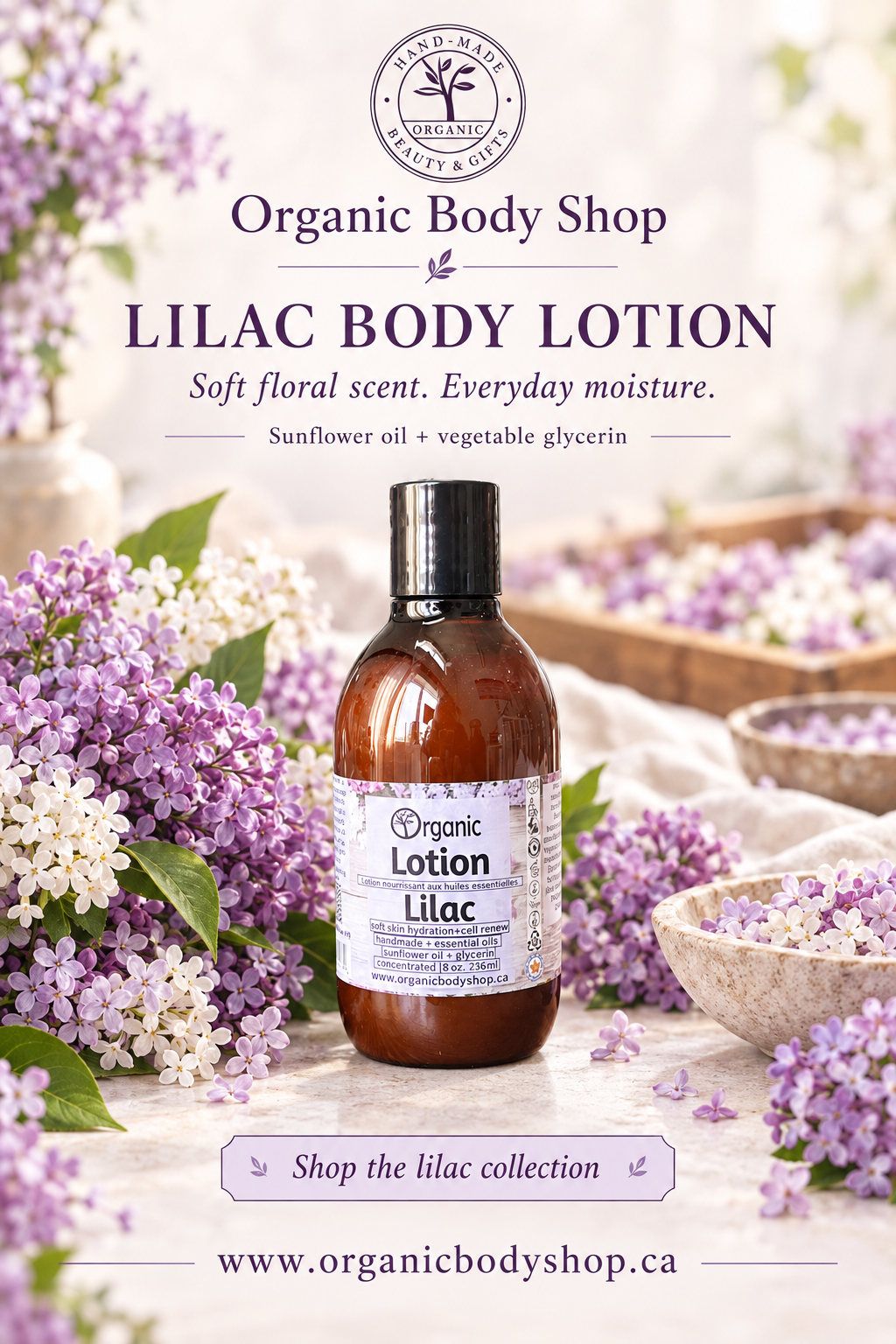 Lotion de tournesol biologique Lilas 8oz