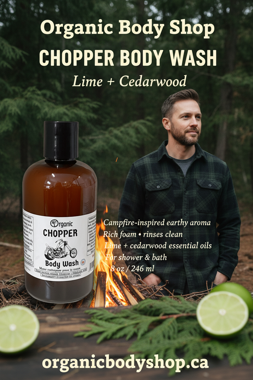Chopper Body Wash. alluring aroma by the campfire in the woods