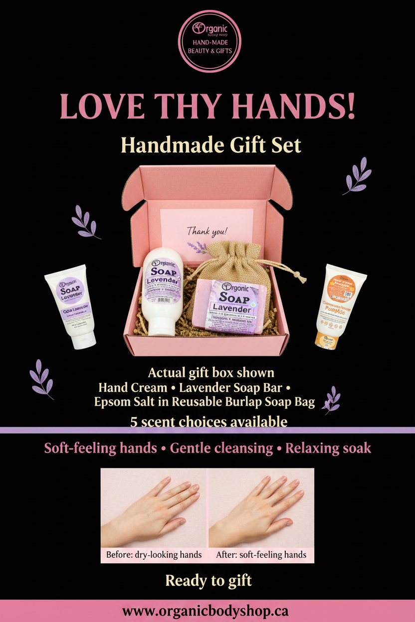 Love thy Hands-Hand cream, soap, Epsom bag. 3pc Gift