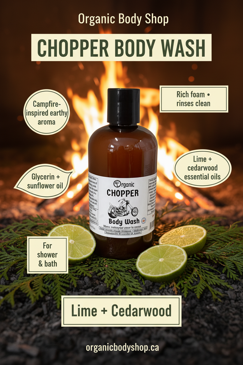Chopper Body Wash. alluring aroma by the campfire in the woods