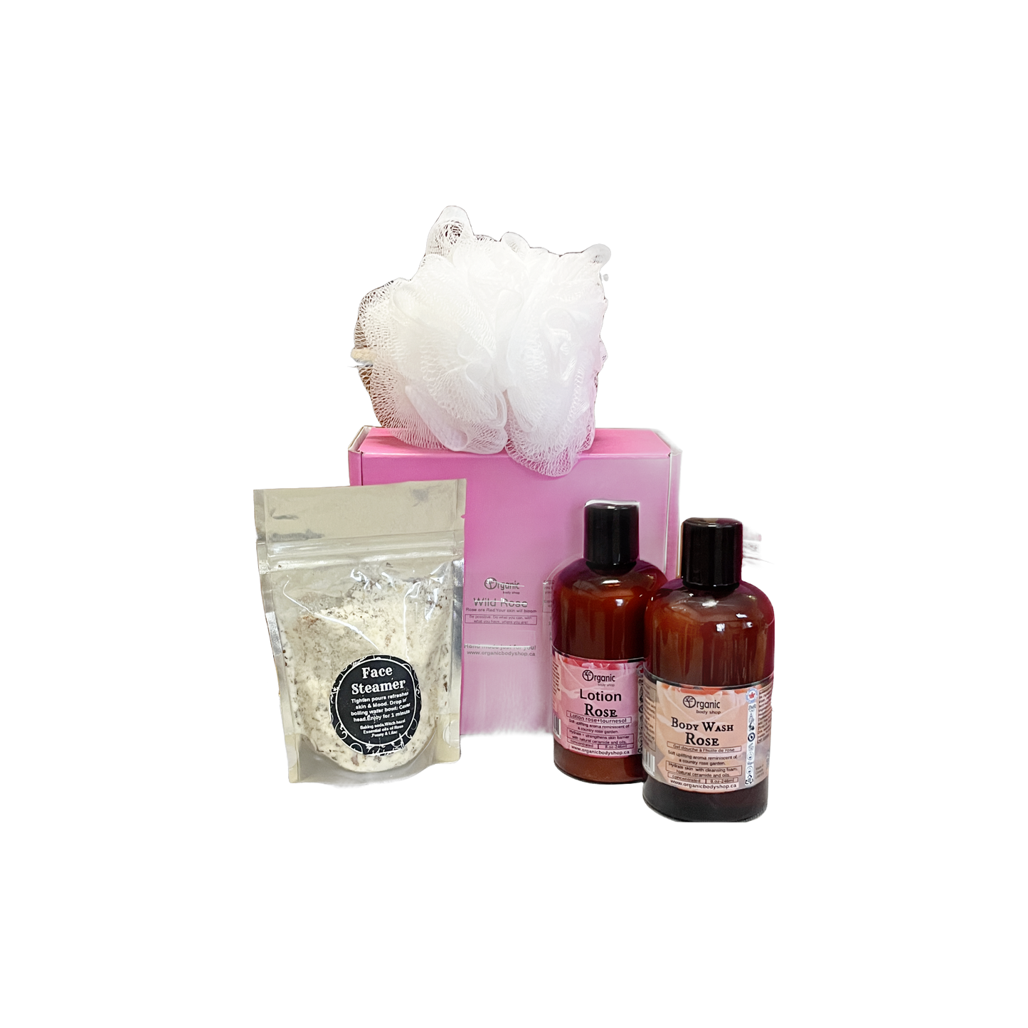 Lotion cadeau à la rose + nettoyant. 2 pièces