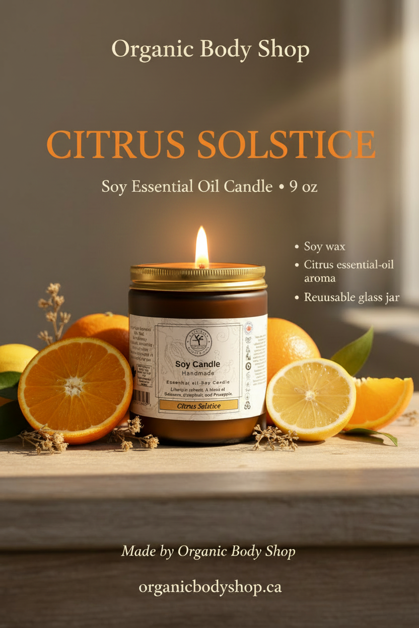 Citrus Solstice Soy Candle, Essential Oil-9 oz