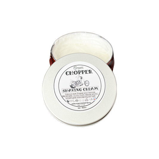 Chopper Shave Cream. alluring aroma by the fire in the woods.