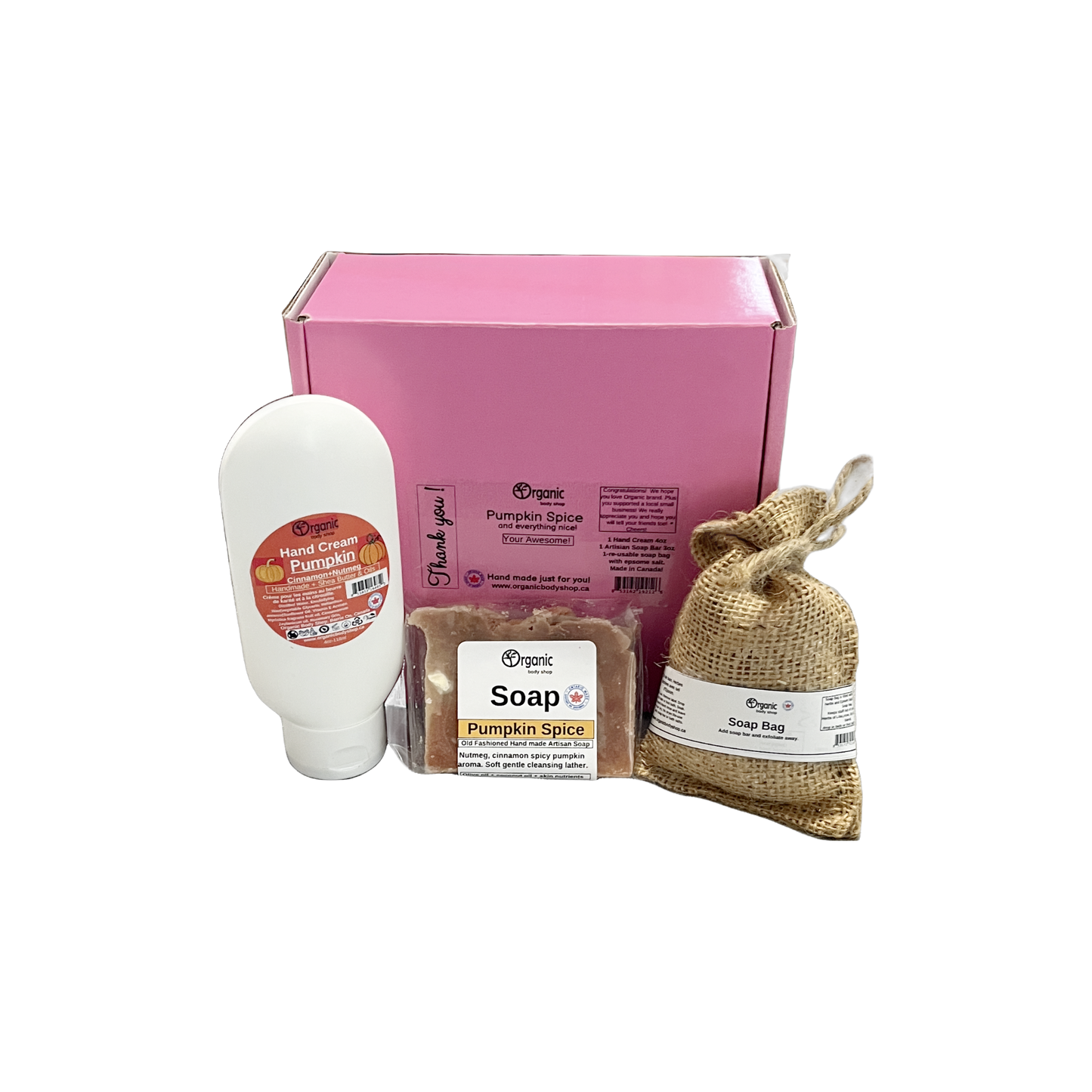 Pumpkin Spice Gift. Hand cream, soap, soap bag gift