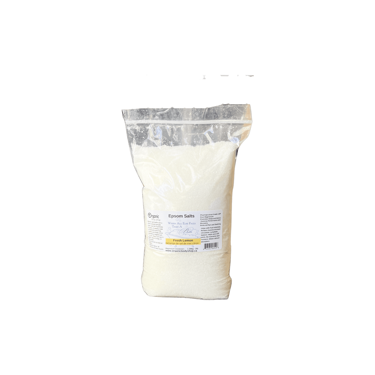Bath Salts: Fresh Lemon 3lb bag - Organic Body Shop