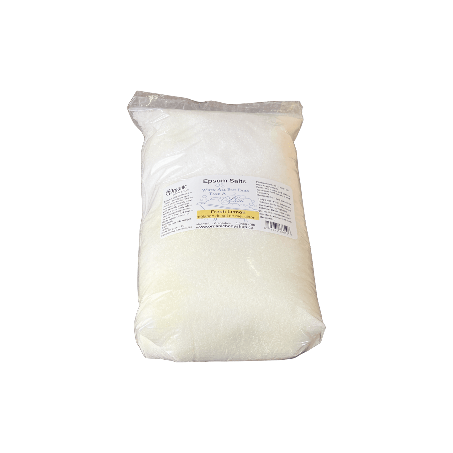 Bath Salts: Fresh Lemon 3lb bag - Organic Body Shop