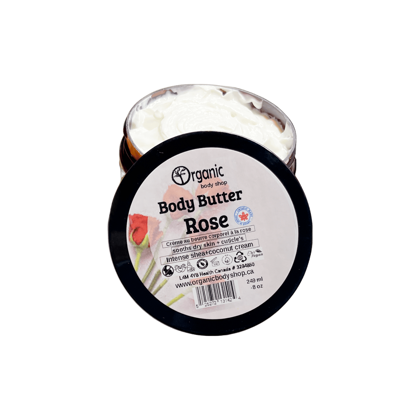 Body Butter.Rose. 8oz - Organic Body Shop