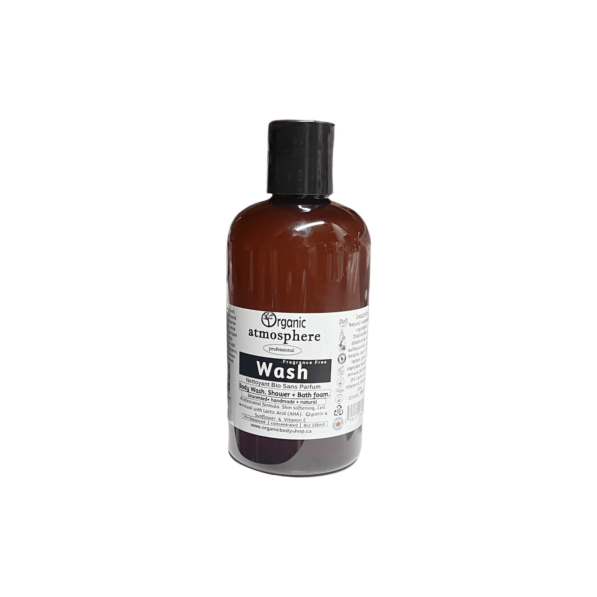Body Wash. sensitive skin. hydrating.Un - Scented Atmosphere 8oz - Organic Body Shop