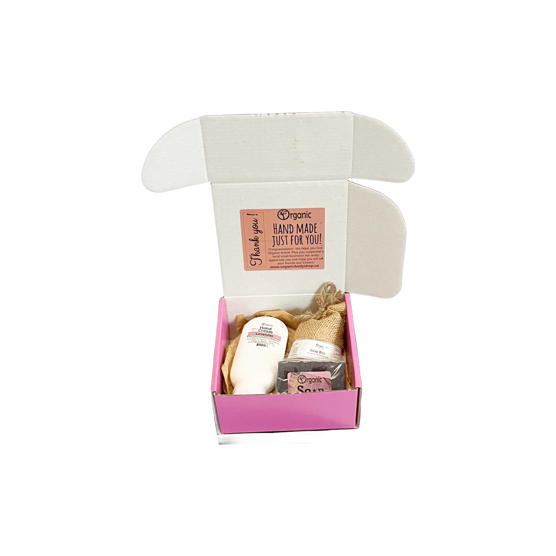 Calm Lavender Gift. Hand cream, soap, soap bag gift - Organic Body Shop