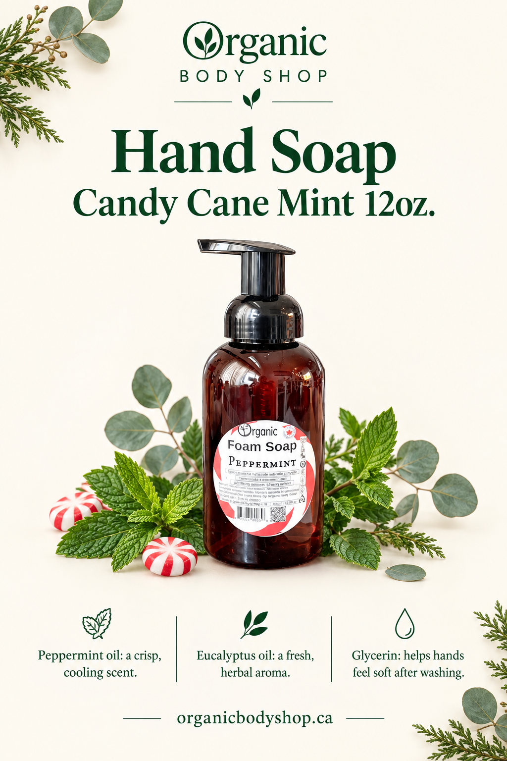 Candy Cane Mint hand soap marketing poster