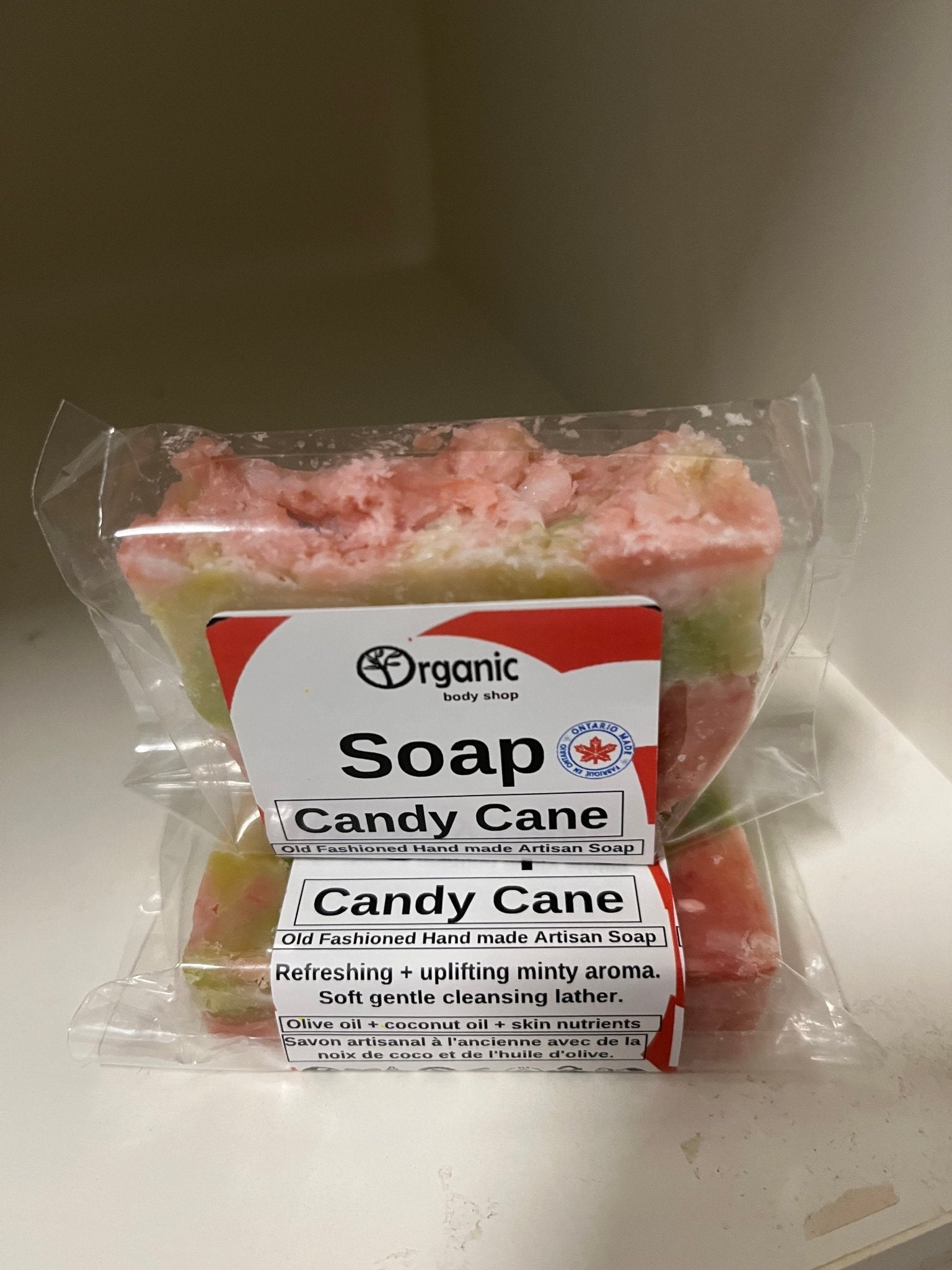 Candy Cane Soap Bar - Artisian - Organic Body Shop