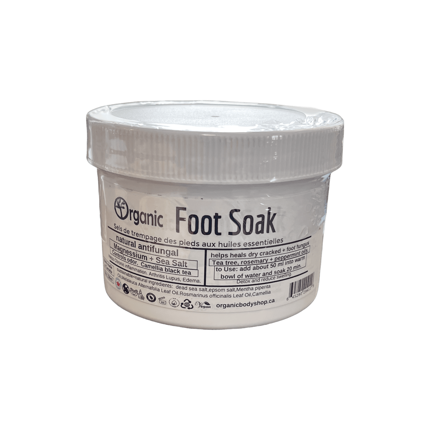 Foot Soak. Natural Salts. Antifungal oils. 8oz - Organic Body Shop