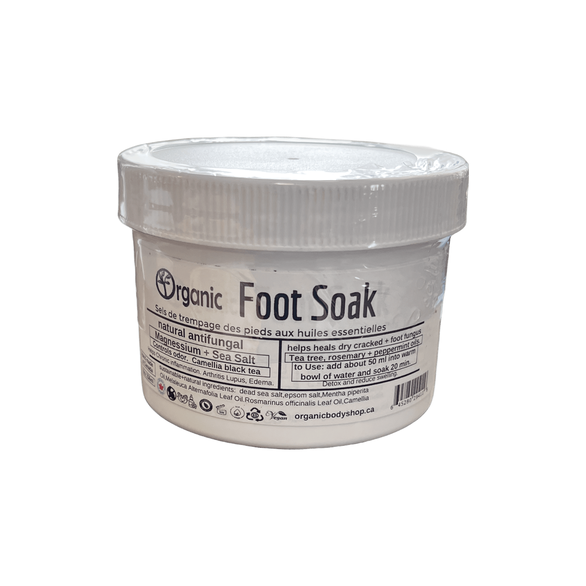 Foot Soak. Natural Salts. Antifungal oils. 8oz - Organic Body Shop