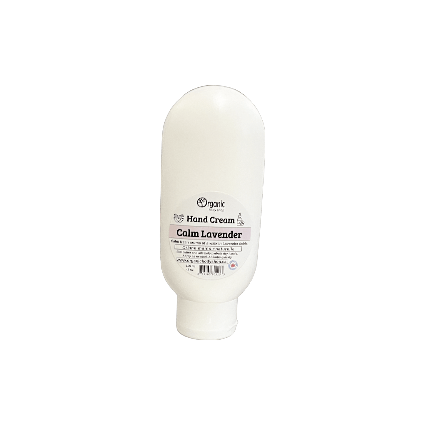 Hand Cream. Shea Butter + Calm Lavender 4oz - Organic Body Shop