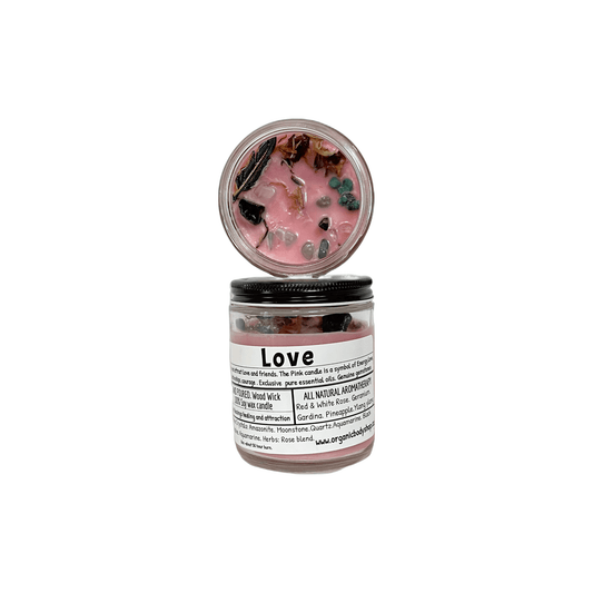 Love Crystal Candle. Charm+Wood wick. 246ml - Organic Body Shop