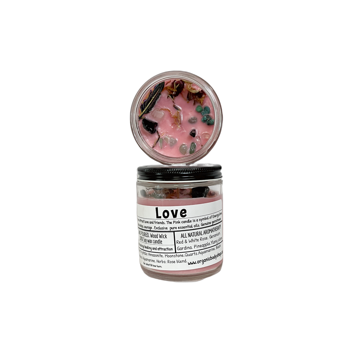 Love Crystal Candle. Charm+Wood wick. 246ml