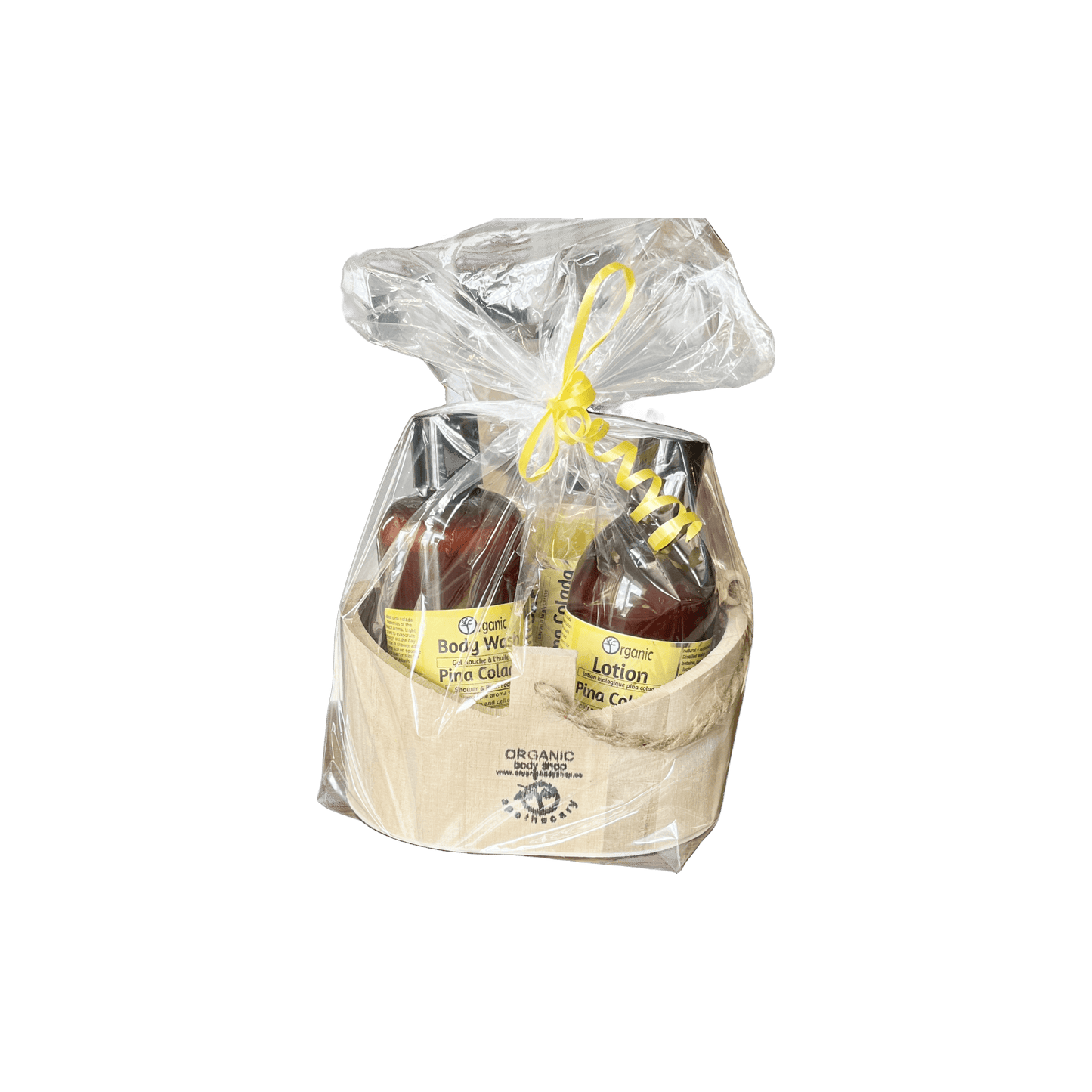 Pina colada bath+body gift in wood caddy - Organic Body Shop