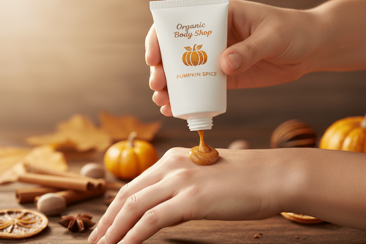 Pumpkin Spice Gift. Hand cream, soap, soap bag gift - Organic Body Shop