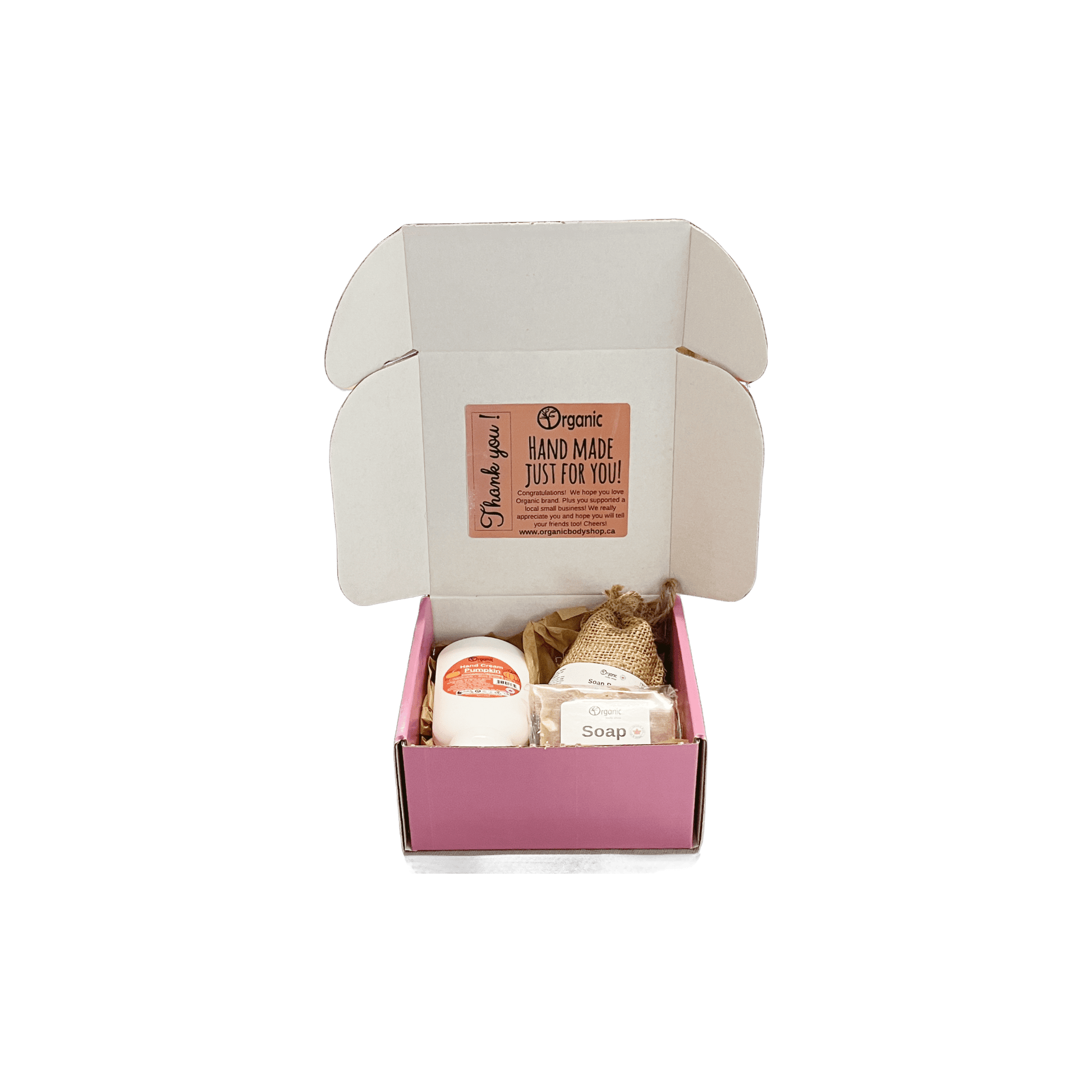 Pumpkin Spice Gift. Hand cream, soap, soap bag gift - Organic Body Shop