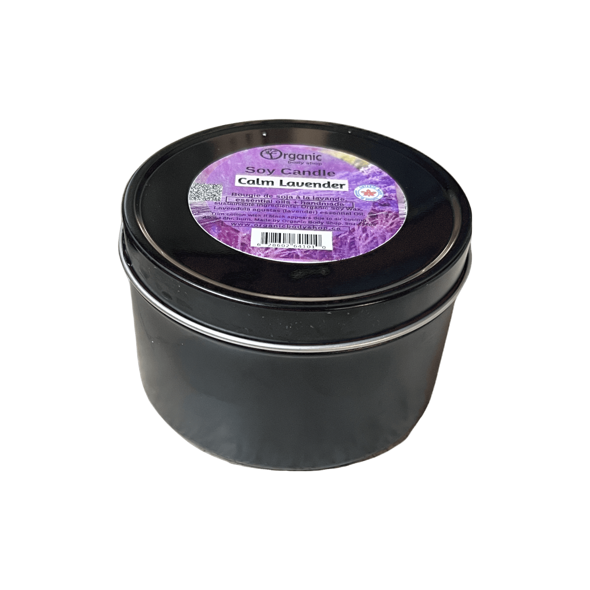 Soy candle. Calm Lavender 8oz - Organic Body Shop