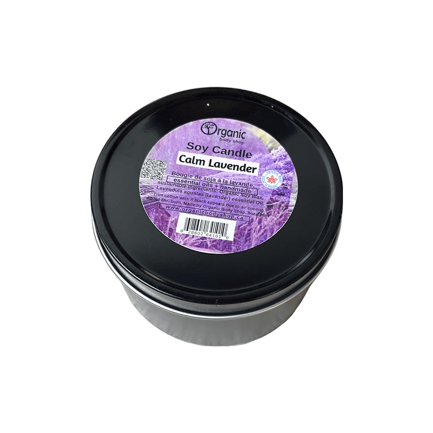 Soy candle. Calm Lavender 8oz - Organic Body Shop