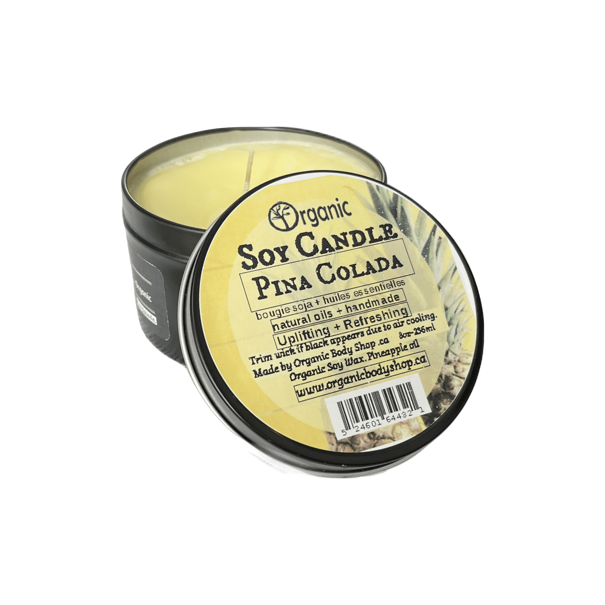 Soy Candle Pina Colada. Tropical aroma - Organic Body Shop