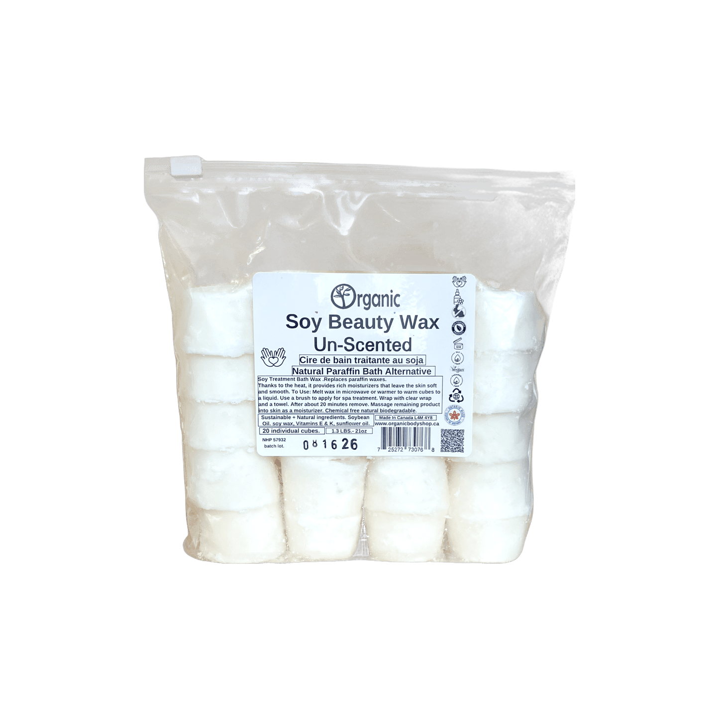 Soy treatment wax.20pc.Unscented - Organic Body Shop